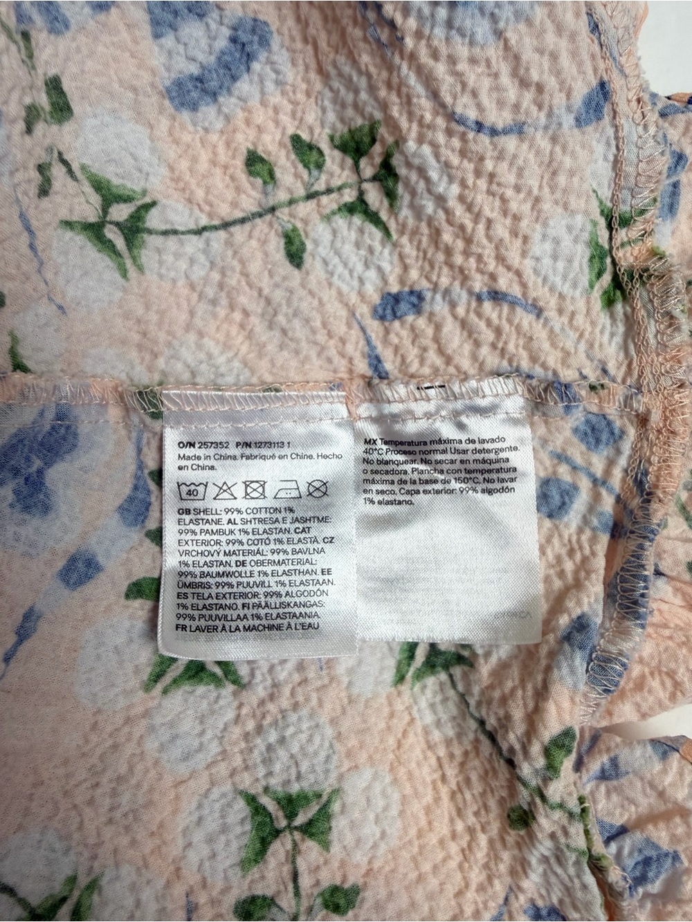 H&M X Georgia Beaumont Peach Blue Floral Girls Dress Size 6X - Picture 7 of 8